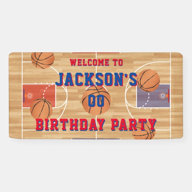 Banderoles Fête d'anniversaire de basket-ball (Horizontal)