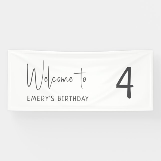 Banderoles Fête d'anniversaire de bienvenue neutre et minimal (Horizontal)