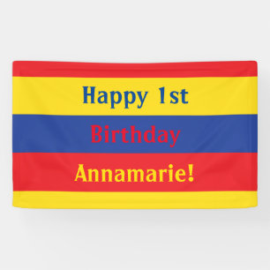 Banderoles Fête d'anniversaire de bleu jaune rouge de