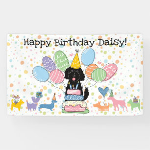 Banderoles Fête d'anniversaire de chien Goldendoodle noir