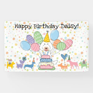 Banderoles Fête d'anniversaire de chien Labradoodle blanc cra