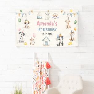 Banderoles Fête d'anniversaire de chien Puppy Pawty Anniversa