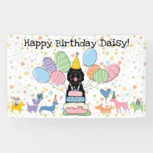 Banderoles Fête d'anniversaire de chien Sheepadoodle noir