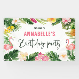 Banderoles Fête d'anniversaire de feuillage tropical lumineu