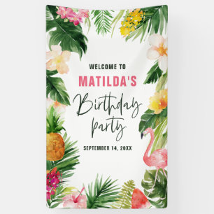 Banderoles Fête d'anniversaire de feuillage tropical vif