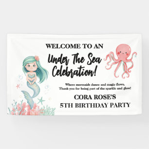 Banderoles Fête d'anniversaire de fille sirène sous la mer