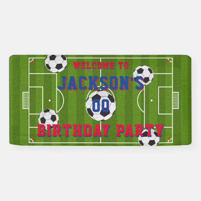Banderoles Fête d'anniversaire de football (Horizontal)