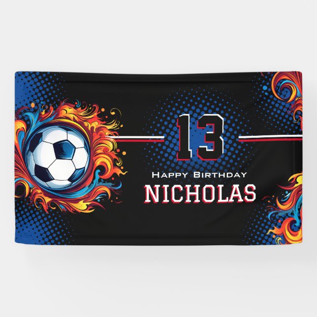 Banderoles Fête d'anniversaire de football (Horizontal)