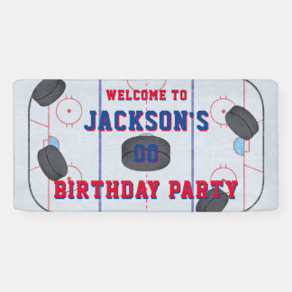 Banderoles Fête d'anniversaire de hockey sur glace