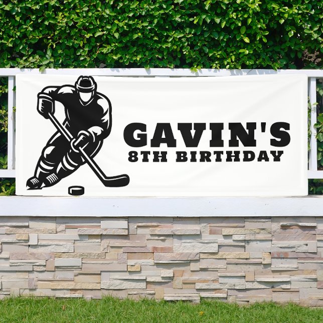 Banderoles Fête d'anniversaire de hockey sur glace Vinyl Outd (Créateur téléchargé)