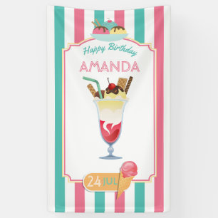 Banderoles Fête d'anniversaire de la crème glacée personnalis