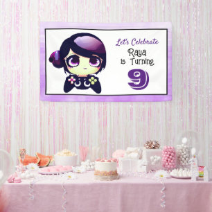 Banderoles Fête d'anniversaire de la fille de jeu d'Anime