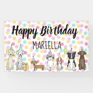 Banderoles Fête d'anniversaire de la petite fille de Chien C