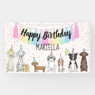 Banderoles Fête d'anniversaire de la petite fille de Chien C