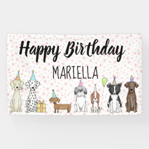 Banderoles Fête d'anniversaire de la petite fille de Chien C