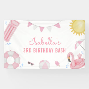 Banderoles Fête d'anniversaire de la poule rose