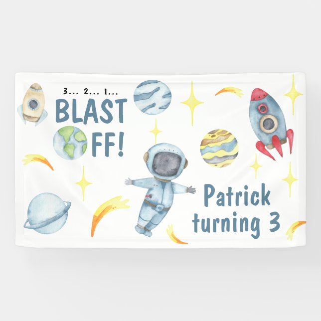 Banderoles Fête d'anniversaire de l'astronaute (Horizontal)