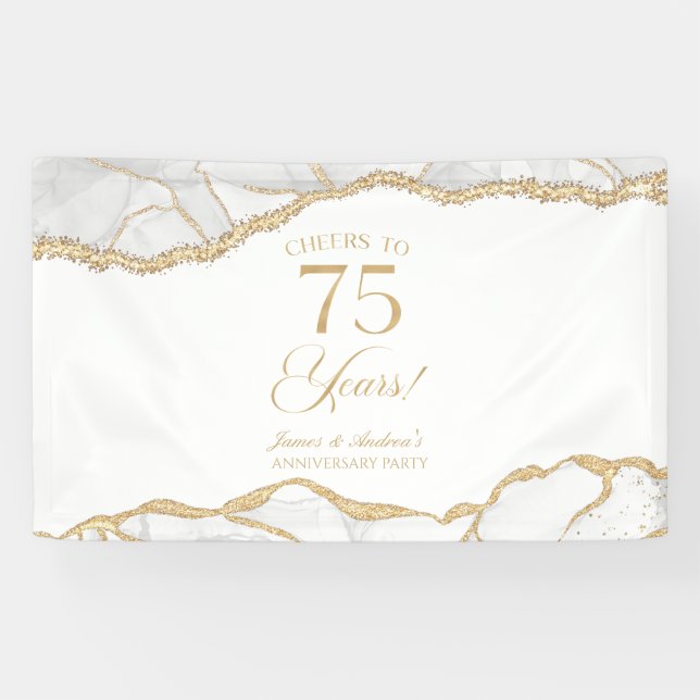 Banderoles Fête d'anniversaire de mariage de 75 ans en Agate  (Horizontal)