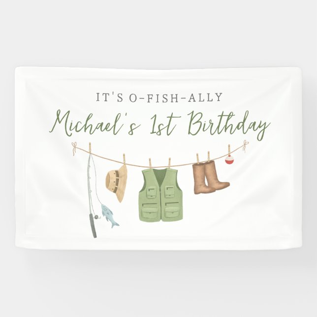 Banderoles Fête d'anniversaire de pêche (Horizontal)