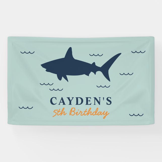 Banderoles Fête d'anniversaire de requins (Horizontal)