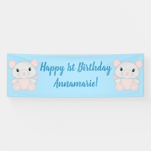 Banderoles Fête d'anniversaire de souris souris (Horizontal)