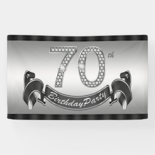 Banderoles Fête d'anniversaire des 70 ans argentée