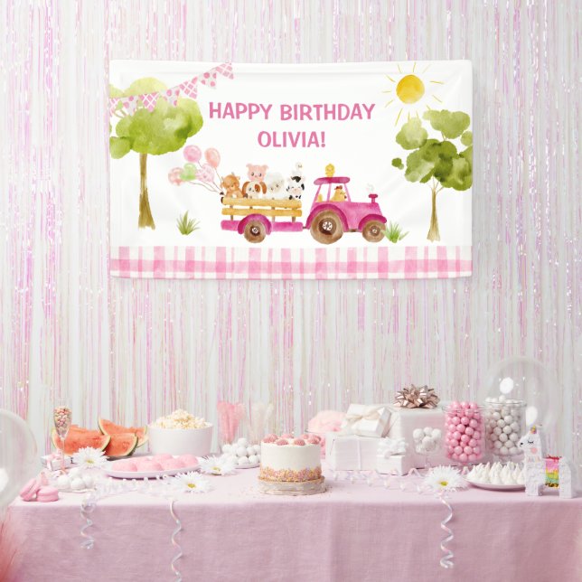 Banderoles Fête d'anniversaire des animaux de ferme de tracte (Fête)