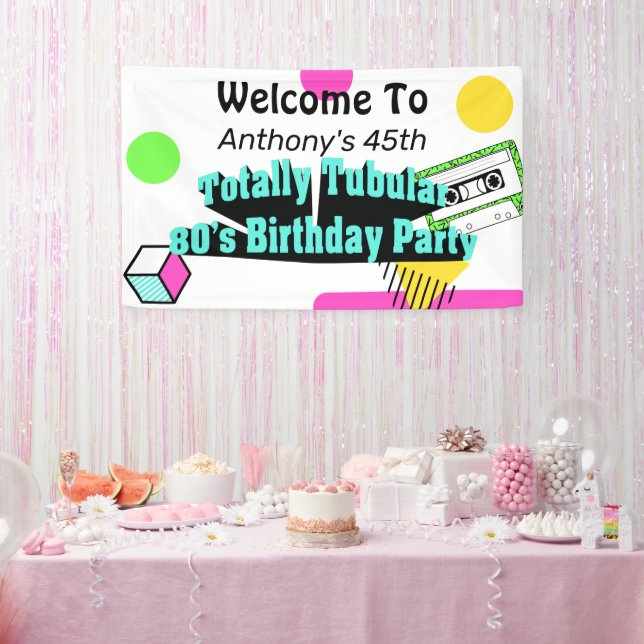 Banderoles Fête d'anniversaire des années 80 (Fête)