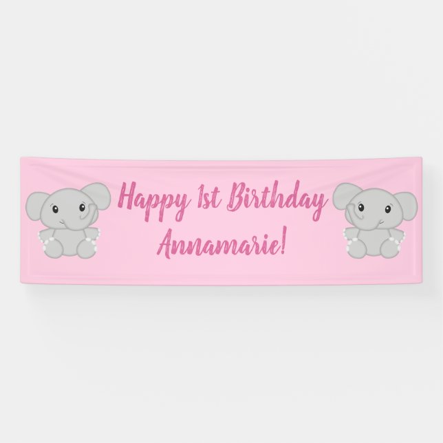 Banderoles Fête d'anniversaire des éléphants (Horizontal)