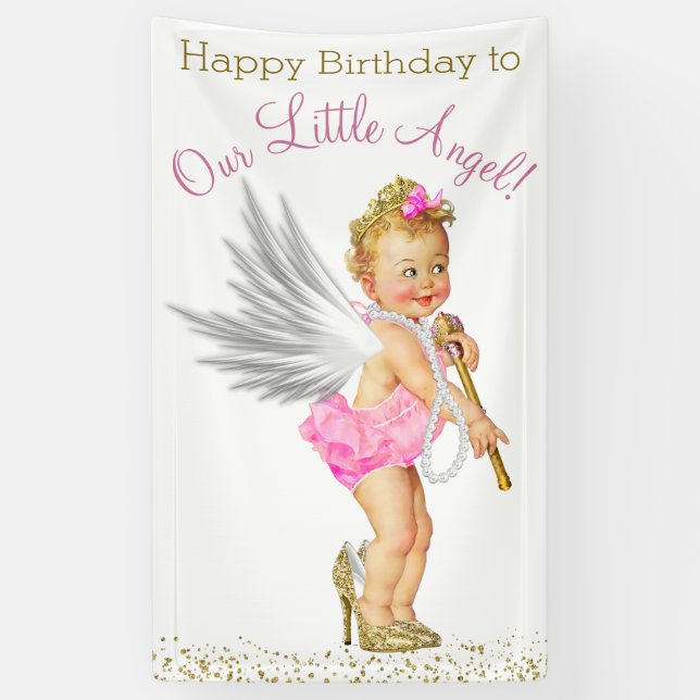 Banderoles Fête d'Anniversaire des petites filles Angel (Vertical)