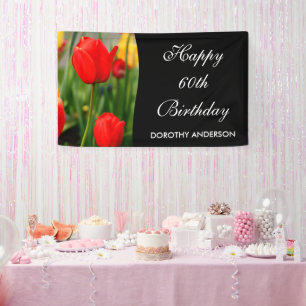 Banderoles Fête d'anniversaire des tulipes rouges et jaunes