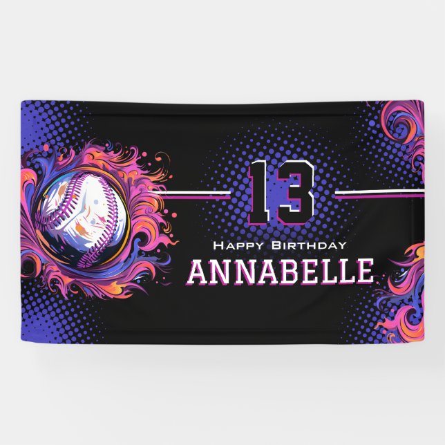 Banderoles Fête d'anniversaire du baseball (Horizontal)