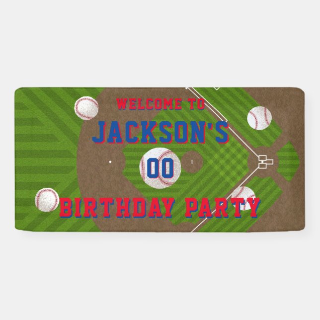 Banderoles Fête d'anniversaire du baseball (Horizontal)