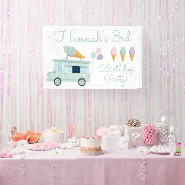 Banderoles Fête d'anniversaire du camion à crème glacée (Fête)