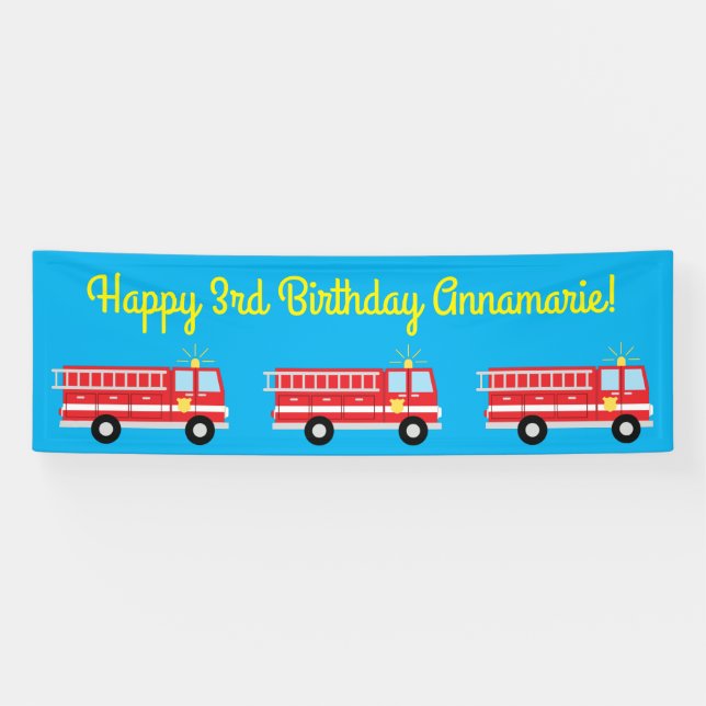 Banderoles Fête d'anniversaire du camion d'incendie (Horizontal)