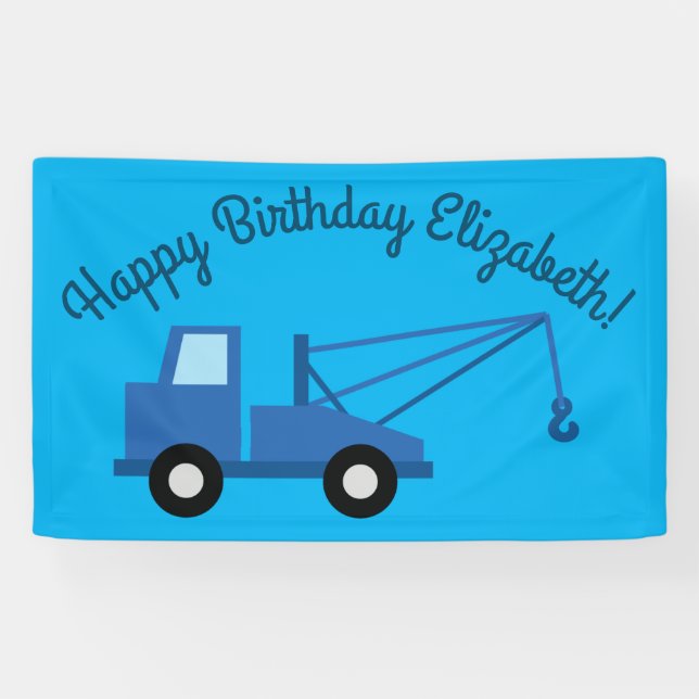 Banderoles Fête d'anniversaire du camion Tow (Horizontal)