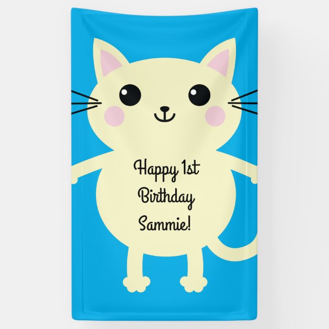 Banderoles Fête d'anniversaire du chat (Vertical)