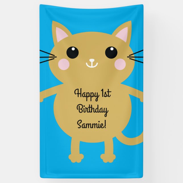 Banderoles Fête d'anniversaire du chat (Vertical)