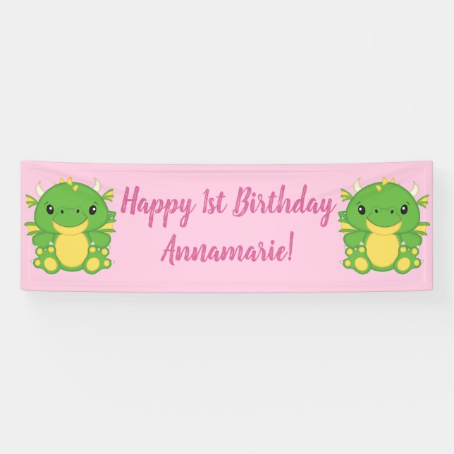 Banderoles Fête d'anniversaire du dragon (Horizontal)