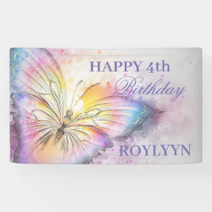 Banderoles Fête d'anniversaire du papillon couleur pâle à 