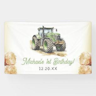 Banderoles Fête d'anniversaire du tracteur aquarelle