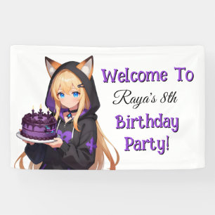 Banderoles Fête d'anniversaire d'une jolie fille d'anime