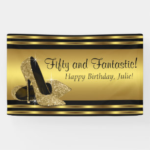 Banderoles Fête d'anniversaire élégante de talon haut d'or