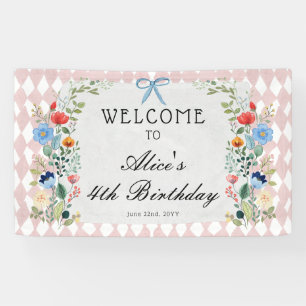 Banderoles Fête d'anniversaire florale Alice au pays des merv