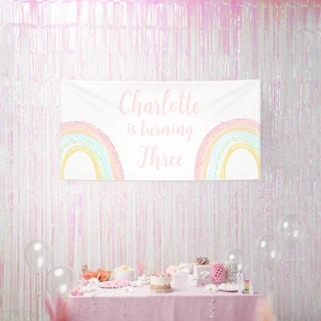 Banderoles Fête d'anniversaire Girl Pastel Rainbow (Fête)