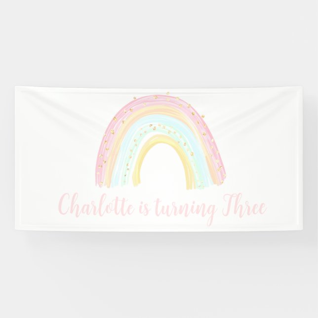 Banderoles Fête d'anniversaire Girl Pastel Rainbow (Horizontal)