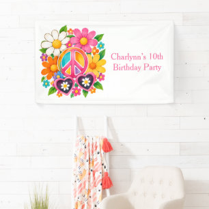 Banderoles Fête d'anniversaire Groovy Flower Power Girl