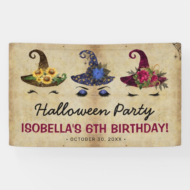 Banderoles Fête d'anniversaire Halloween pour filles et enfan (Horizontal)