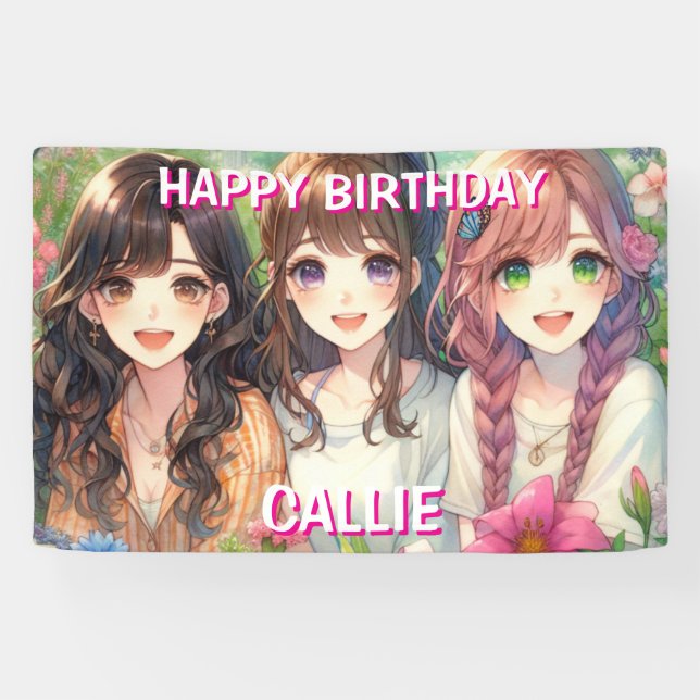 Banderoles Fête d'anniversaire joyeuse personnalisée (Horizontal)