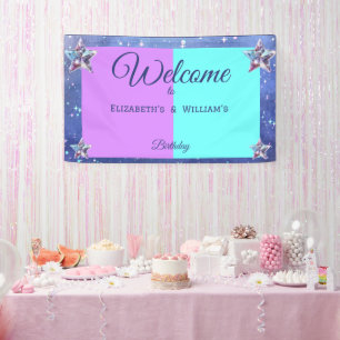 Banderoles Fête d'anniversaire jumelle dans l'espace